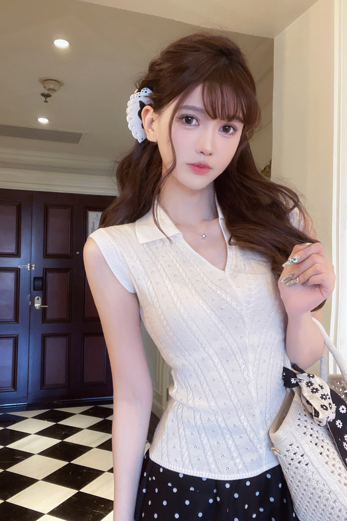 Polo Neck Sleeveless Top