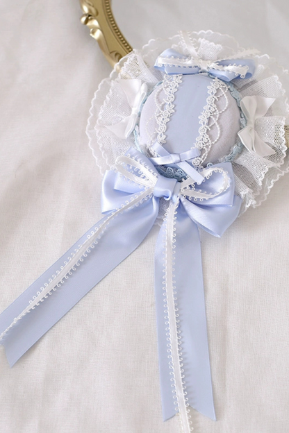 ブルーシルクサテンバレエロリータヘッドアクセサリー