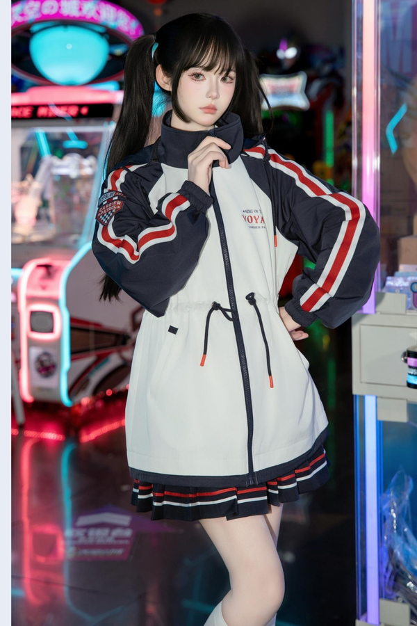 Subculture Sailor Top + Pleated Skirt + Hooded Jacket