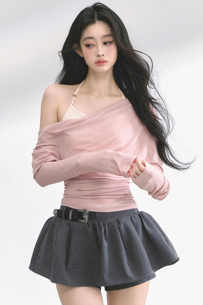 スリミングオフショルダートップス
