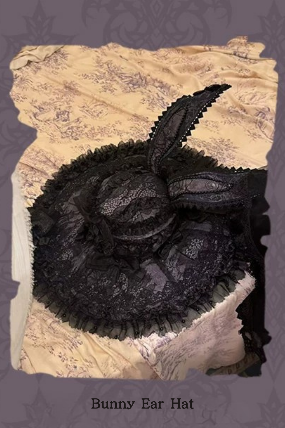 【10月30日予約締切】Purple And Black Gothic Lolita Dress Complete Set [Bunny Ear Hat Version/Witch Hat Version] (Witch Print Bustier Dress + Black Short-Sleeved Blouse + Bat Wing Back Train + Detachable Princess Sleeves)