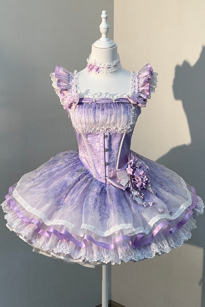 【予約商品】バレエスタイルエレガントドレス+ハット+ヘアバンド+リボンテール