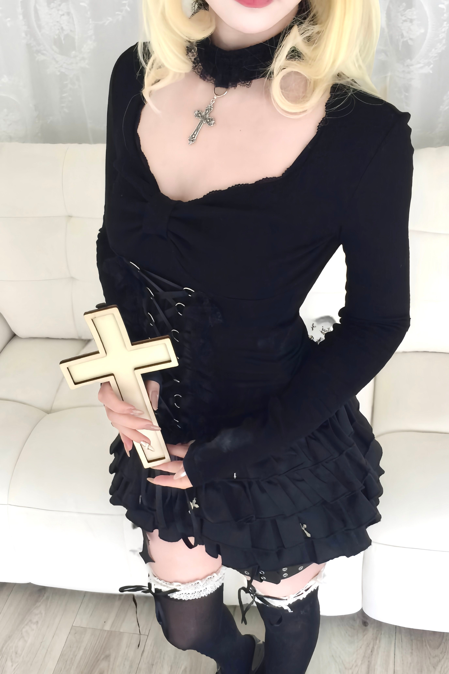 Lace Patchwork Dark Top