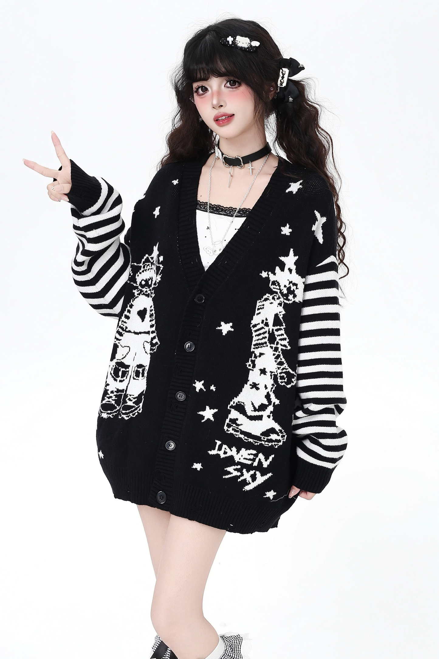 ダークボーダールーズオーバーニットカーディガン