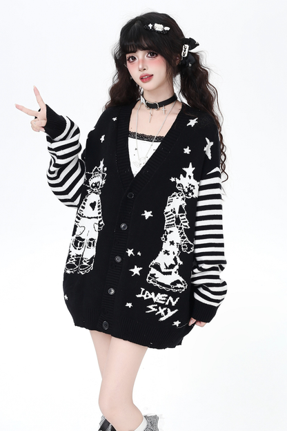 ダークボーダールーズオーバーニットカーディガン