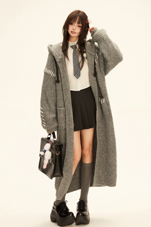 ヴィンテージウールフードカーディガンコート