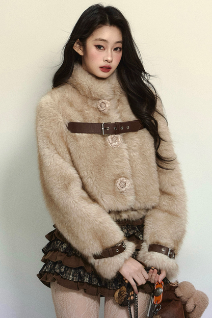 Fur Flower Short Coat