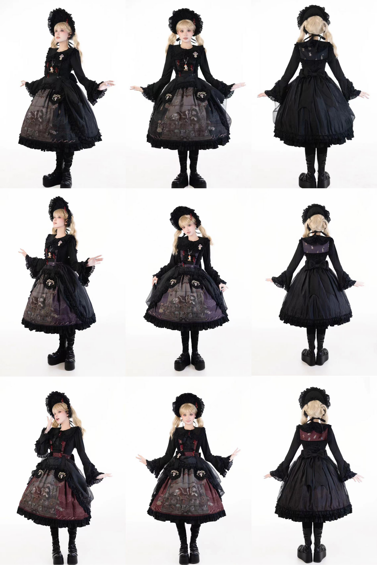 リフティングビーズゴシックストラッププリントドレス