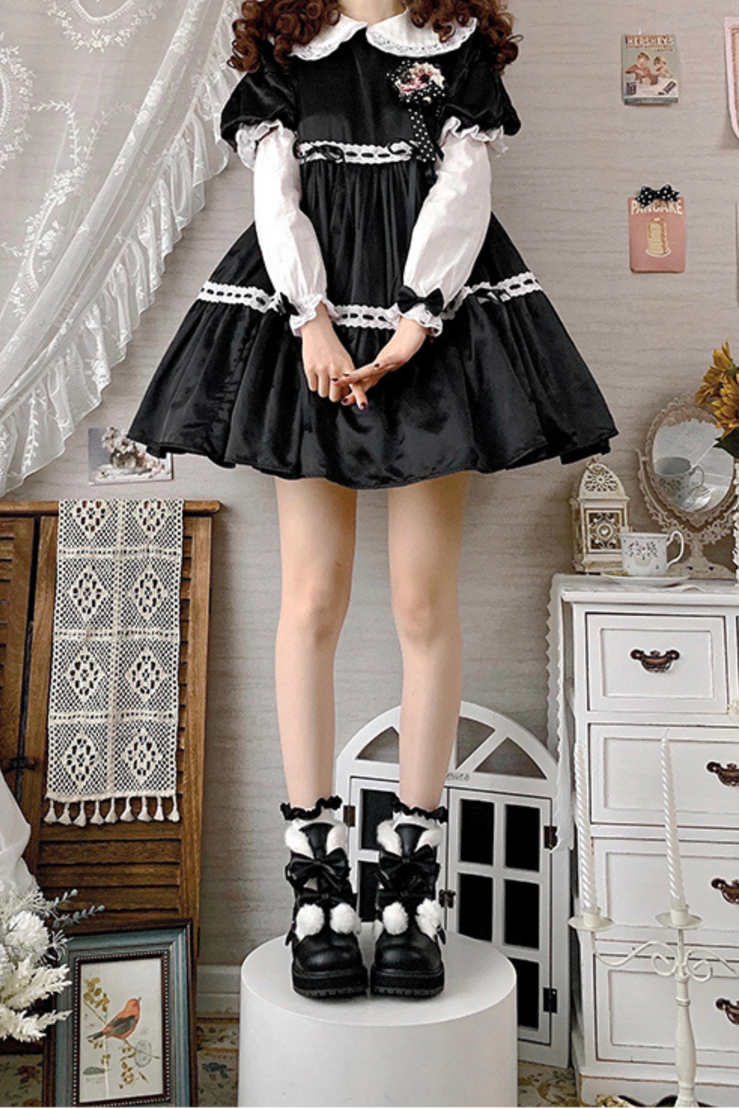 リボンプラットフォームソールブーツ