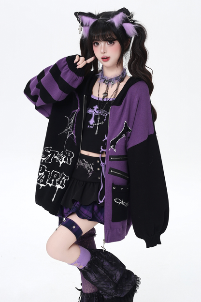 Gothic Asymmetrical Design Knit Cardigan