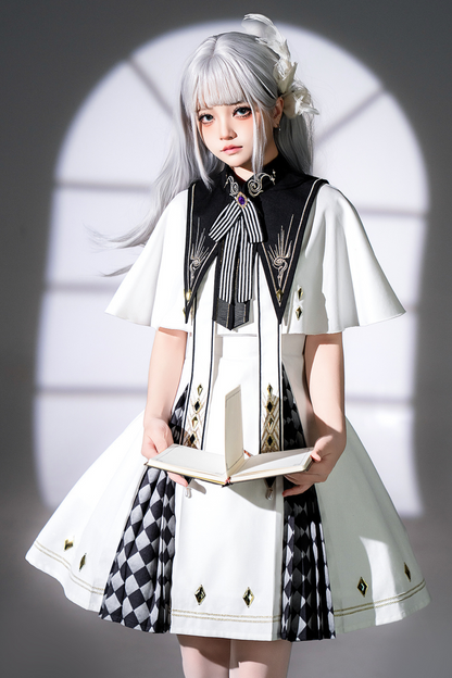 Real Aigothic Style Lolita Dress + Cape + False Collar