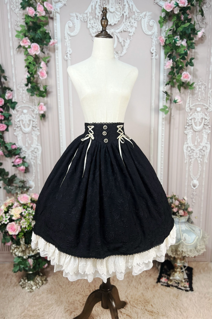 Retro Chic Lolita Shirt + Lace-up High Waist Lolita Skirt