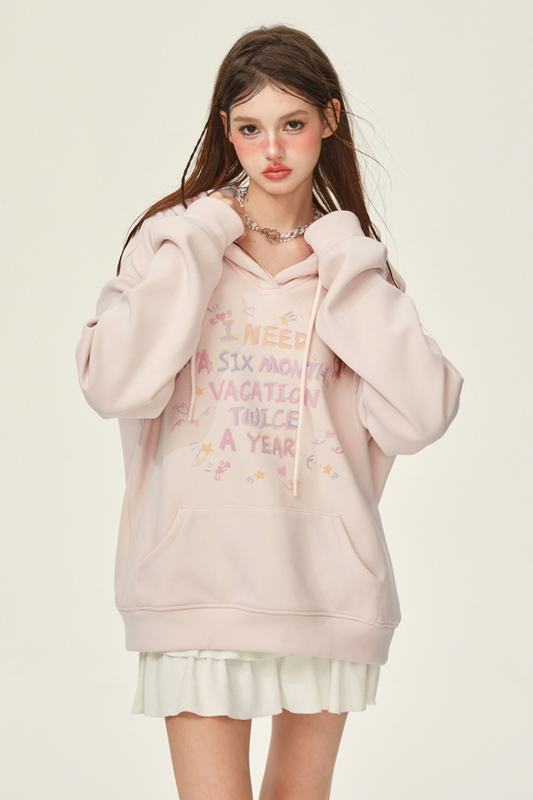 Sweet Colorful Letter Design Hooded Hoodie