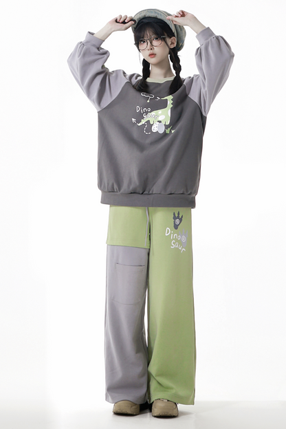 フォレストティーカジュアルフードスウェットス+スウェット+アシメパンツ+カジュアルパンツ