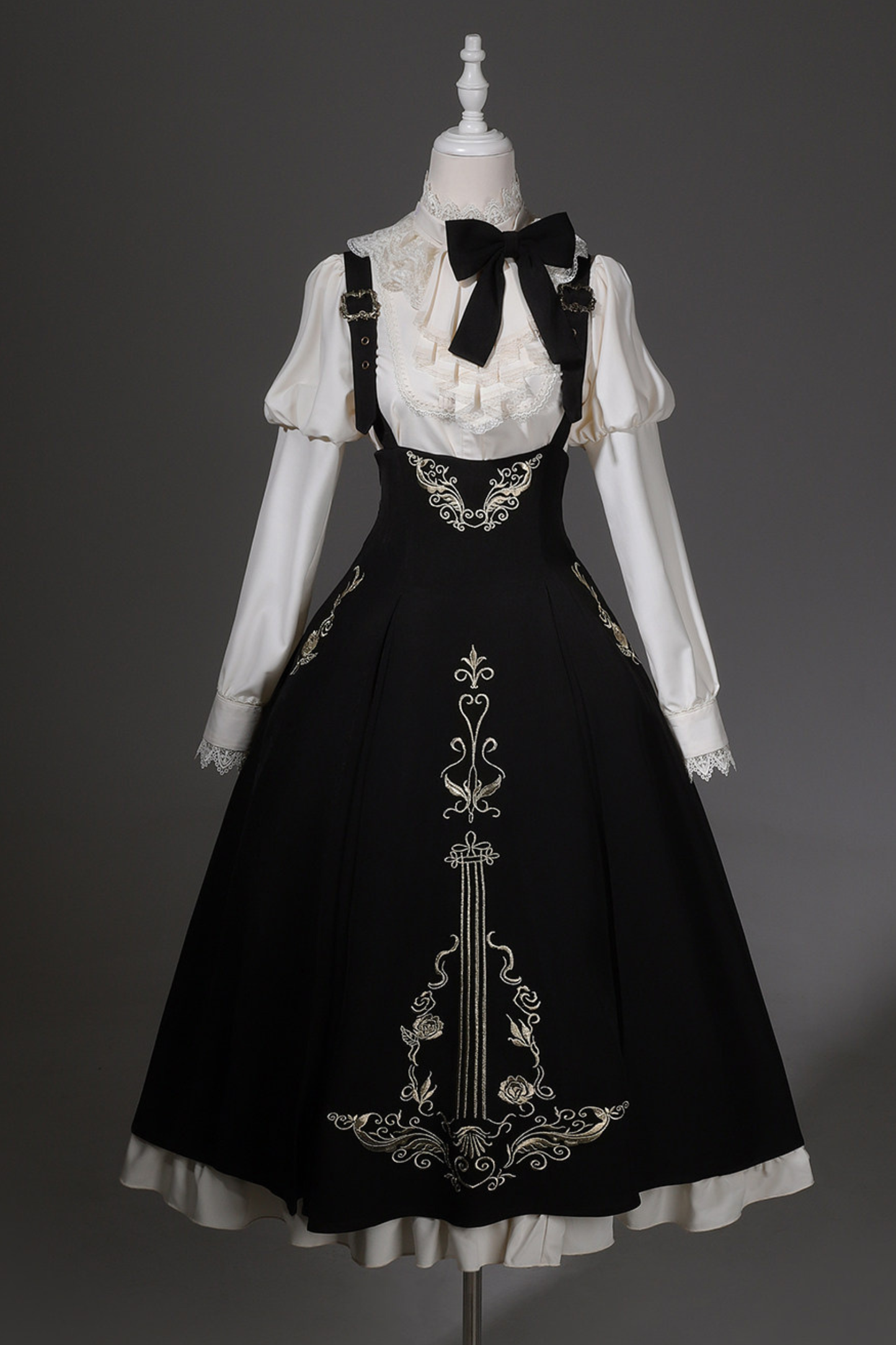 【予約商品】ゴシックダークサスペンダーロングドレス+シャツ+ジャケット