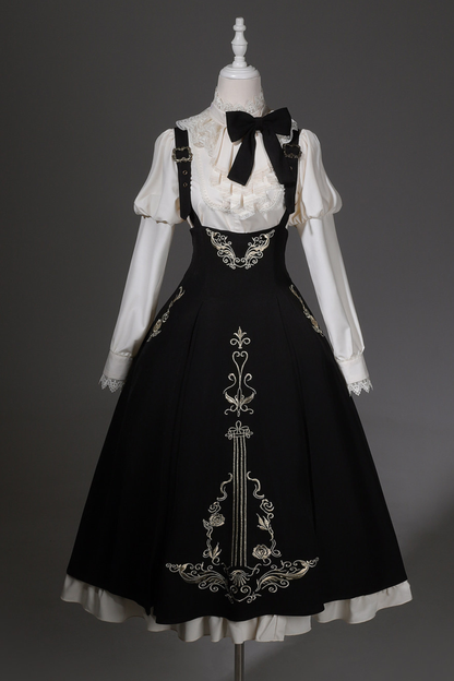 【予約商品】ゴシックダークサスペンダーロングドレス+シャツ+ジャケット
