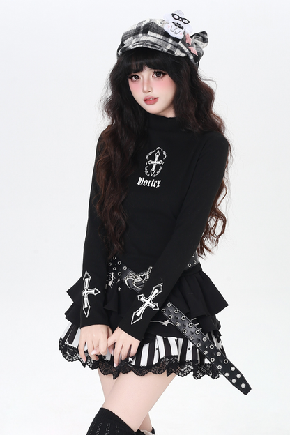 クロススリムタートルネックトップス