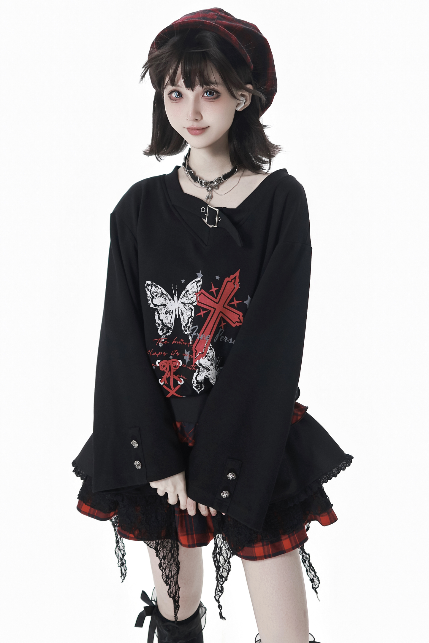 Cross top + skirt + scarf