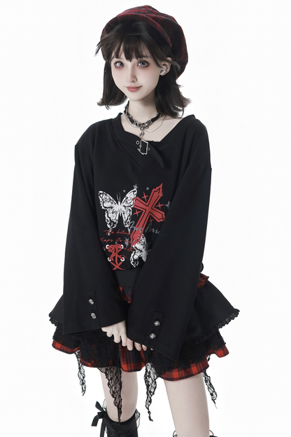 Cross top + skirt + scarf