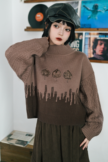 Bicolor Turtleneck Sweater