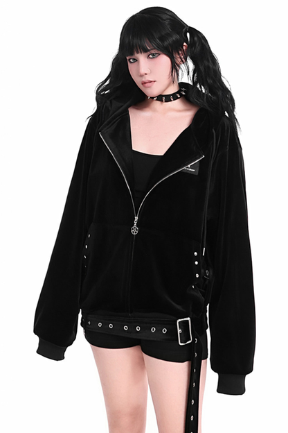 ゴシックベルベットジッパーパーカー