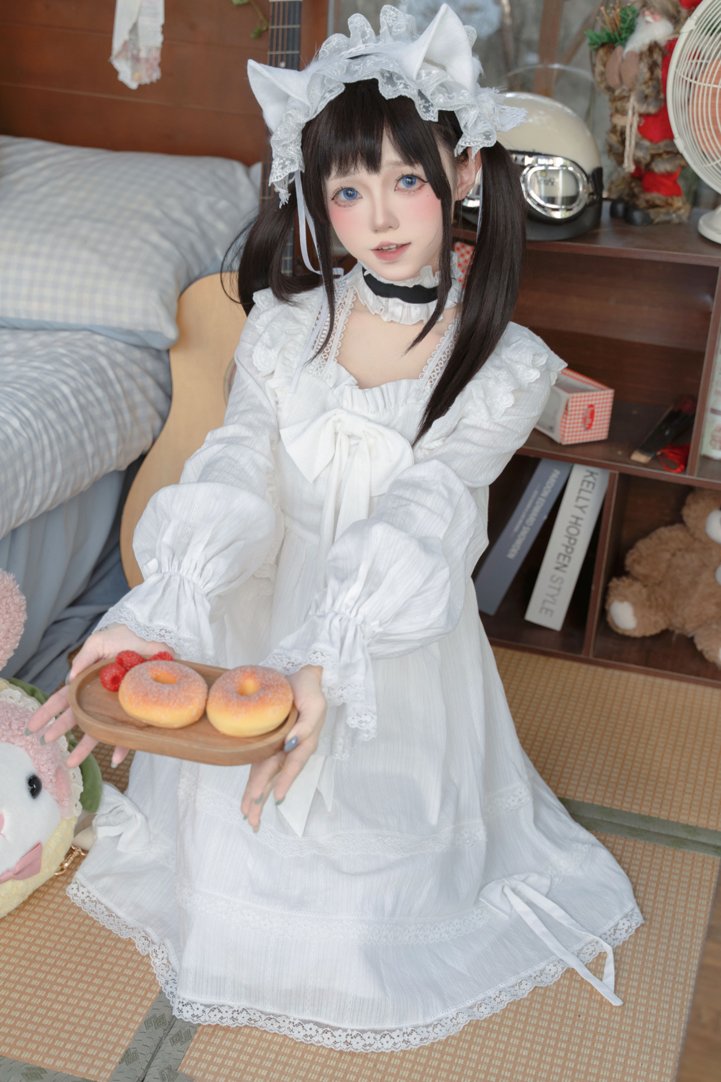 ホワイトレースプリンセスドレス+ヘアバンド