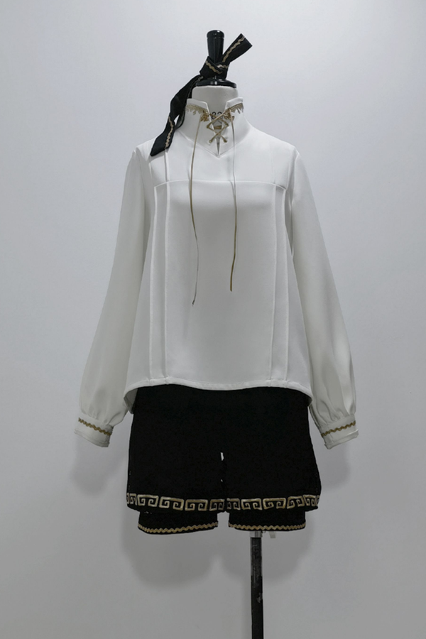 レトロスタンドカラーシャツ+ハーフパンツ+ジャケット