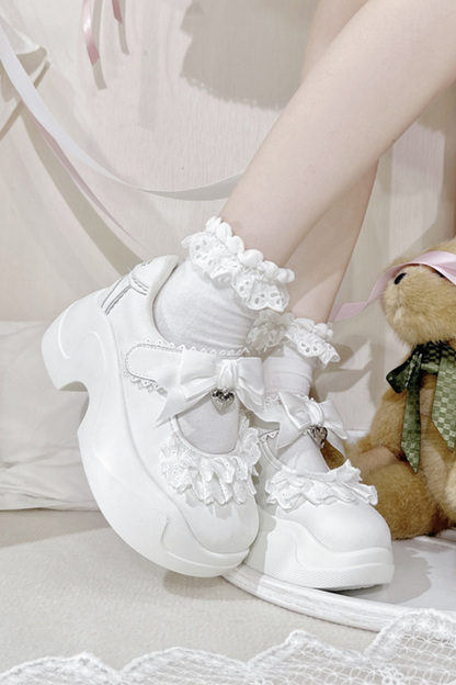 Girly Lace Ribbon Sneakers