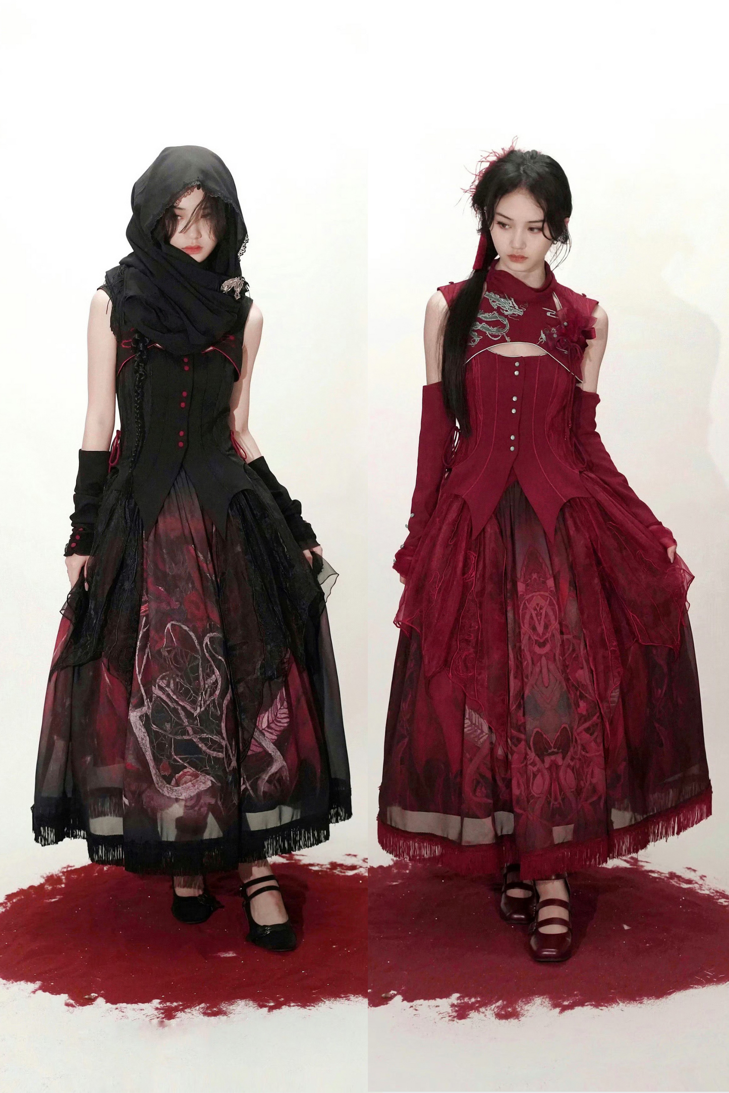 [Deadline for reservations: February 26th] Red Dragon x Black Dragon x Purple Snake Lolita China Gothic Setup