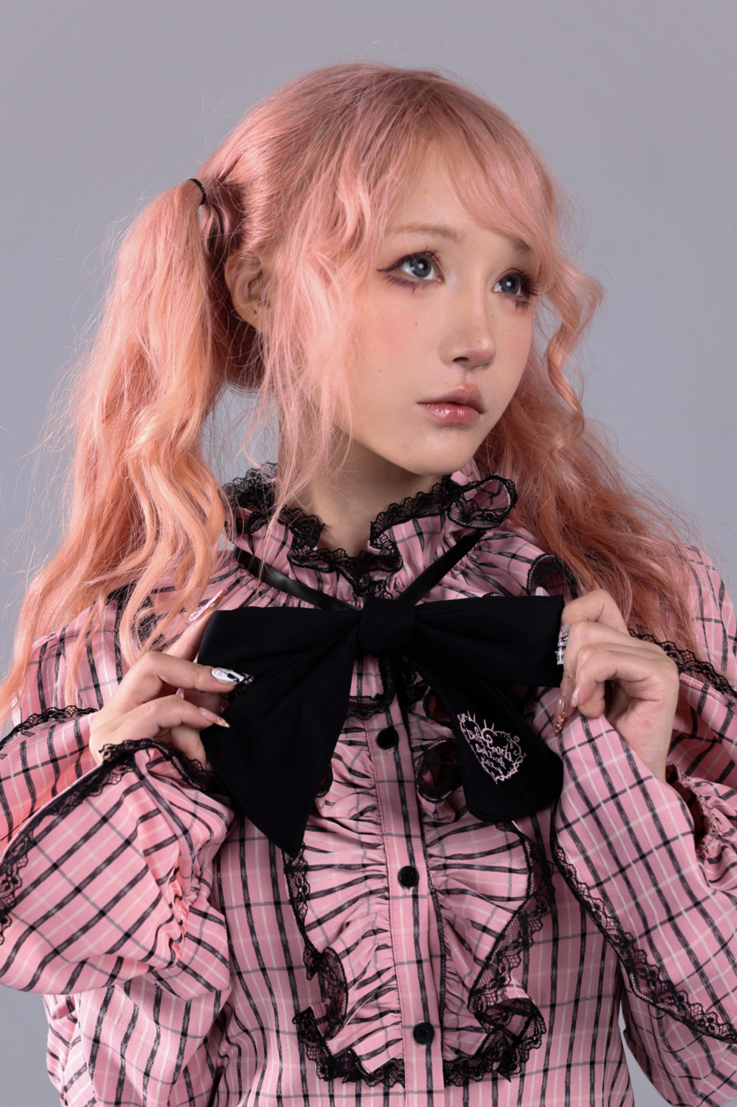 プラッドラッフルカラーブラウス