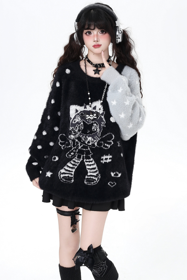 Angel Bicolor Loose Over Sweater