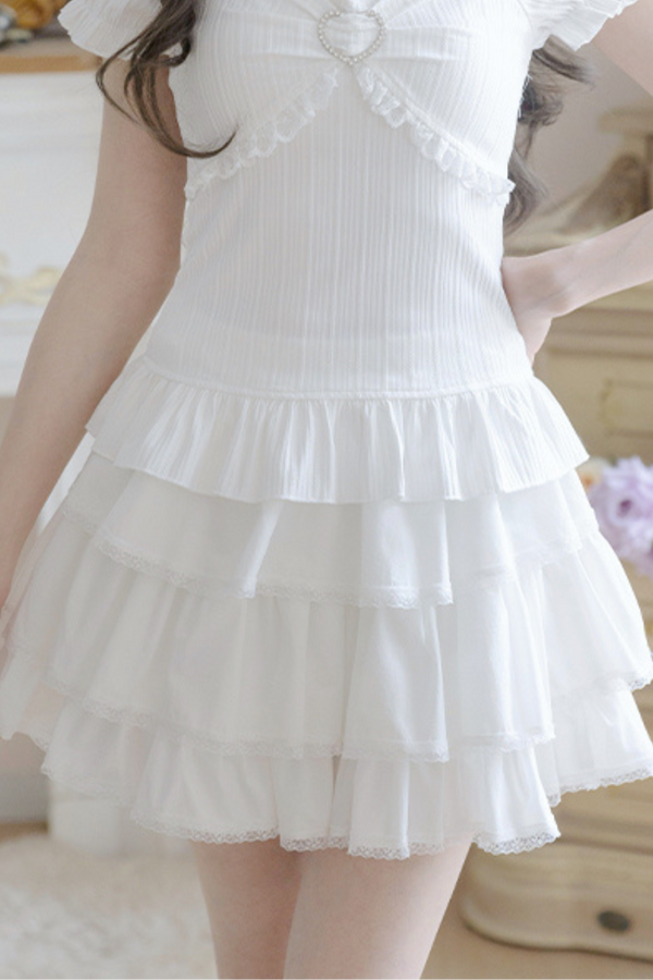 Stone Heart Cake Skirt Two Piece Set Up