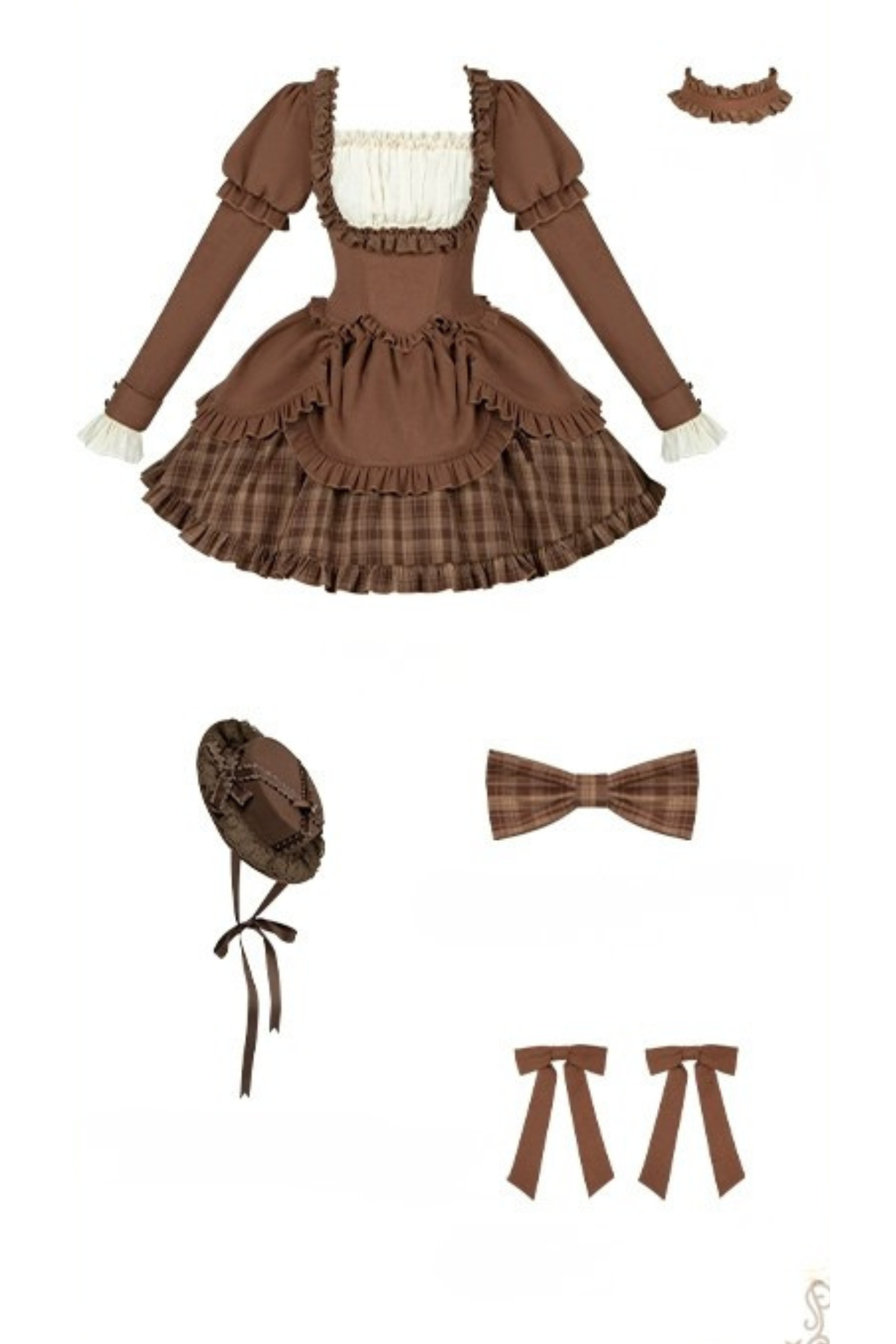 スイートチェックドールドレス＋2WAYリボン＋リボン＋ハット