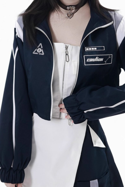 サブカルカーゴショートコート+ジャンパースカート+スカート +レッグウォーマー