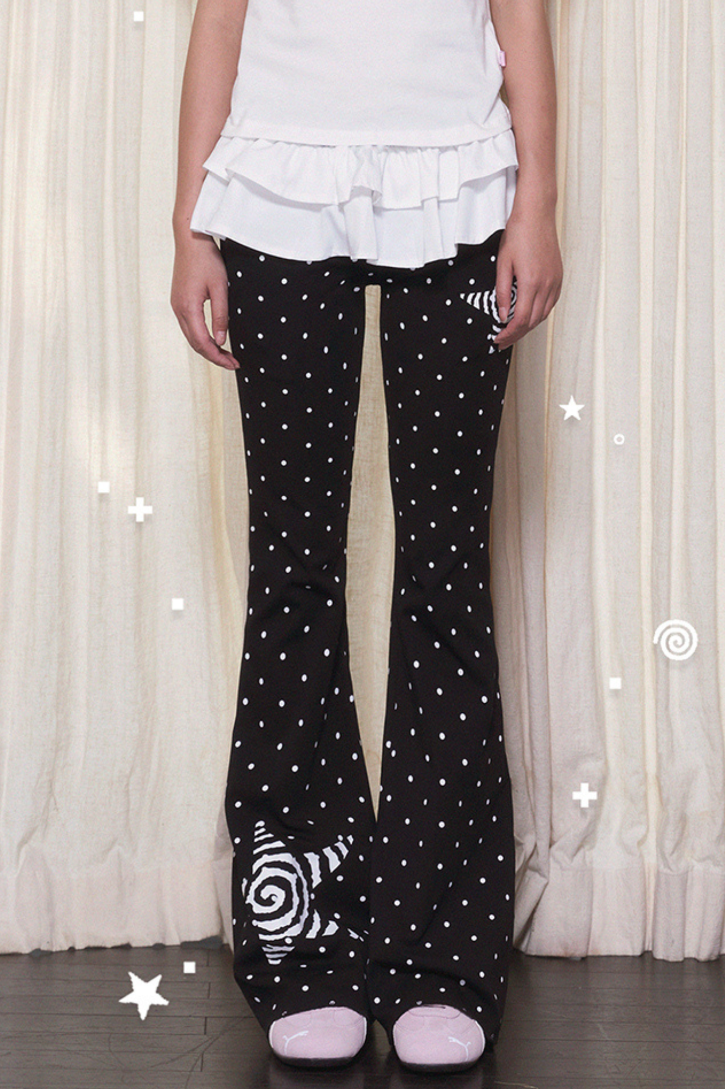 キュートスリムスタードットストレッチローライズパンツ