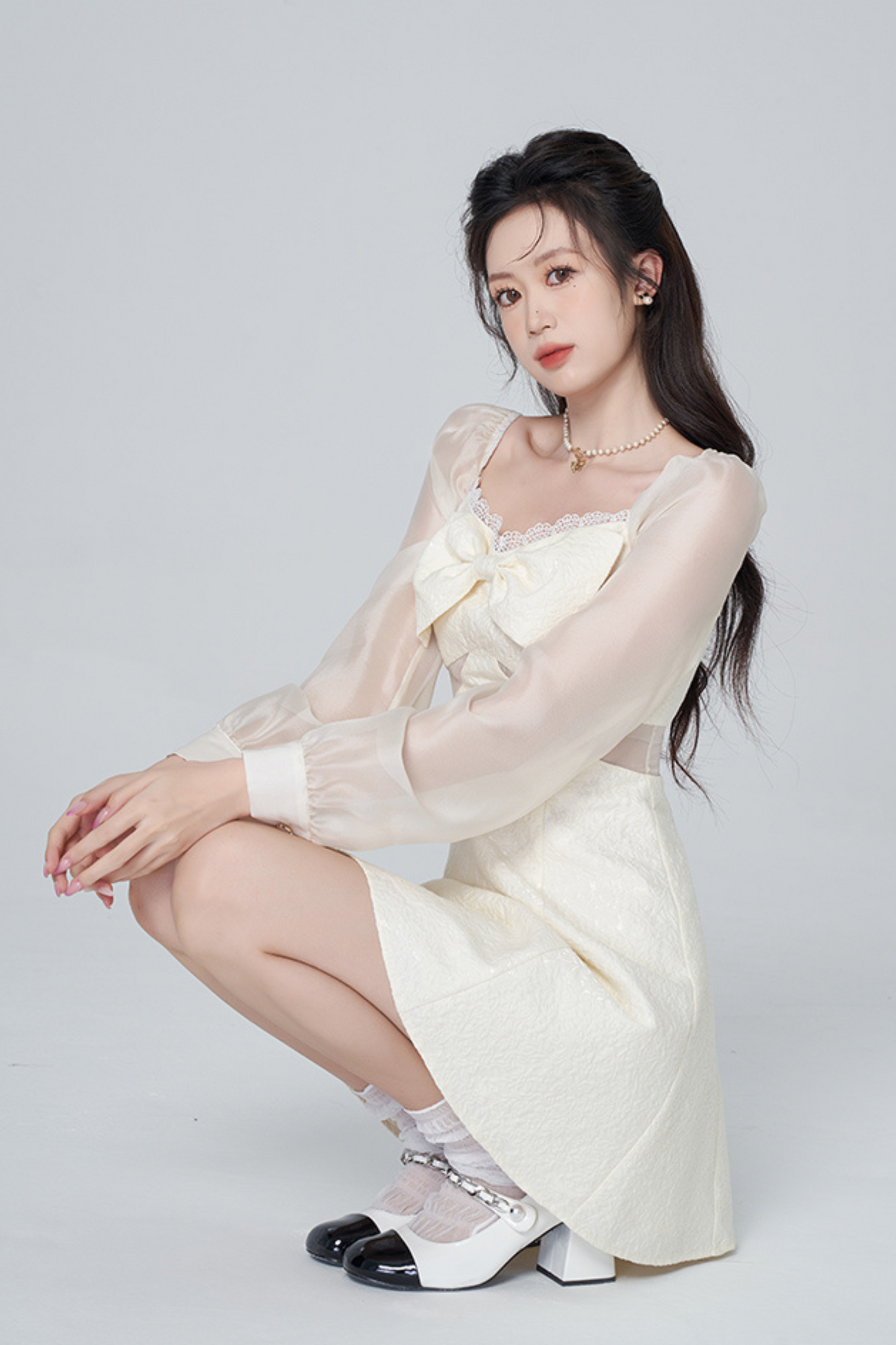 シアースイートピュアスクエアネックドレス