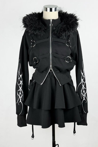 고딕 프린트 재킷 + 스커트