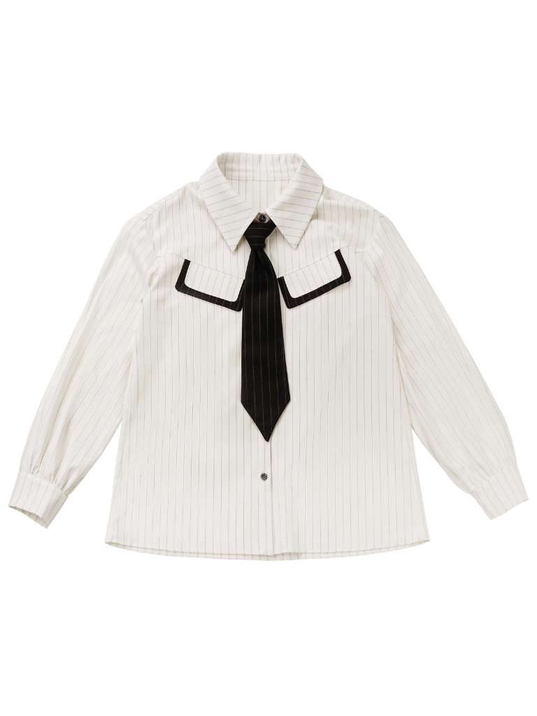 Philosophy Black White College Cotton Jacket Striped Shirt Skirt Design Suit