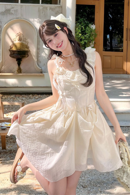Sweet Sheer Design Ribbon Two Wear Dress