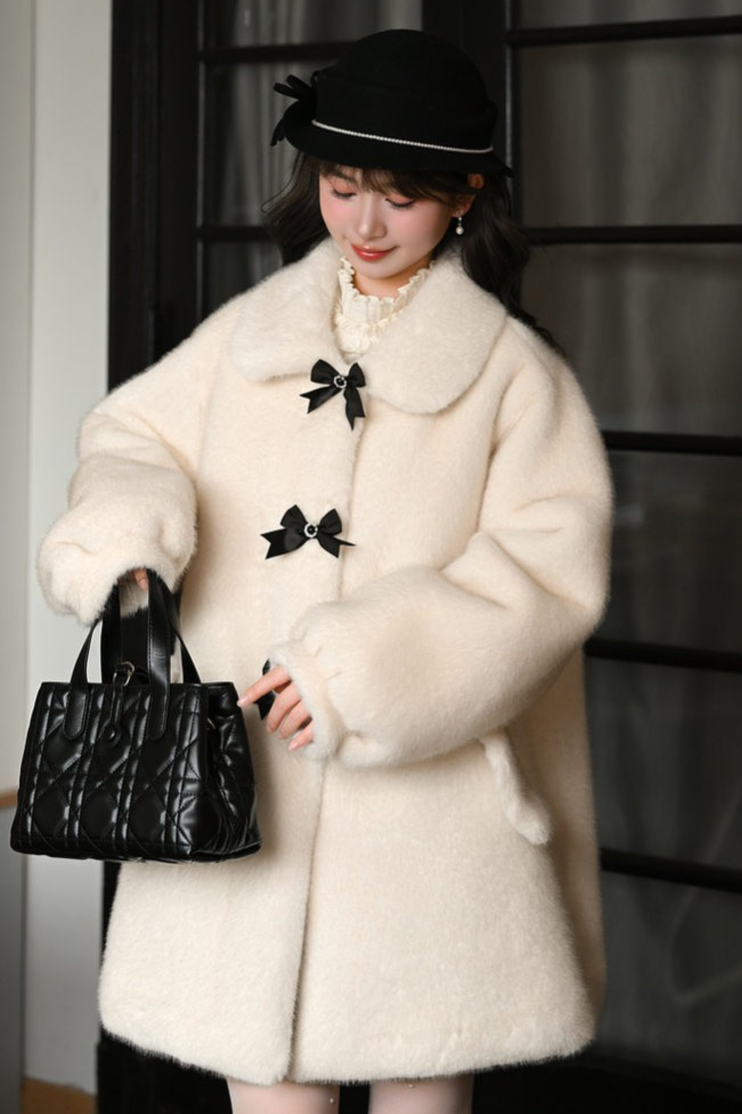 トリプルリボンミドルファーコート