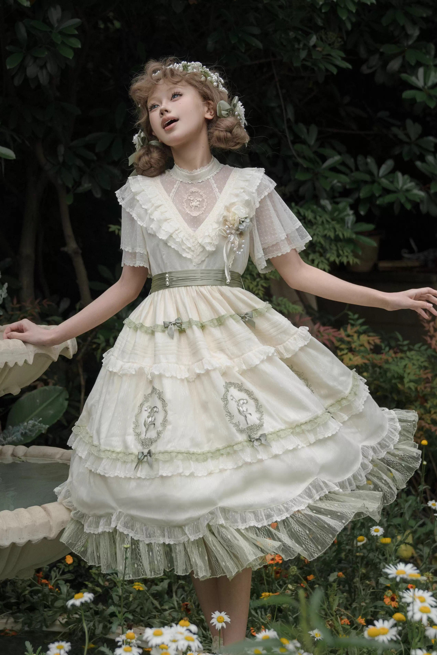 Lily Forest Ever Dress + Flower + Flat Cap + Clip