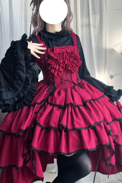 Wine Red Night Jumper Skirt + Shirt