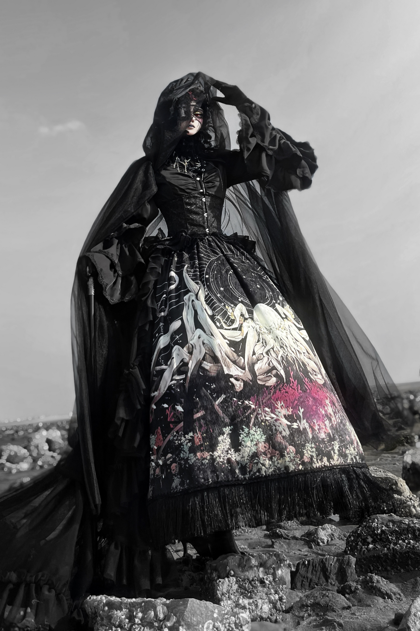 クトゥルフゴシックダークロリータシャツ+スカート+テール+コルセット