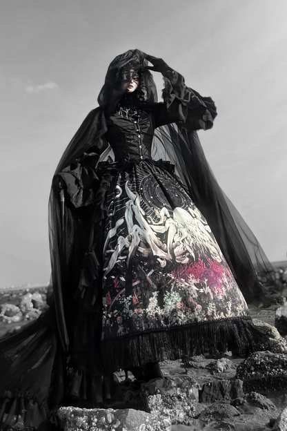 クトゥルフゴシックダークロリータシャツ+スカート+テール+コルセット