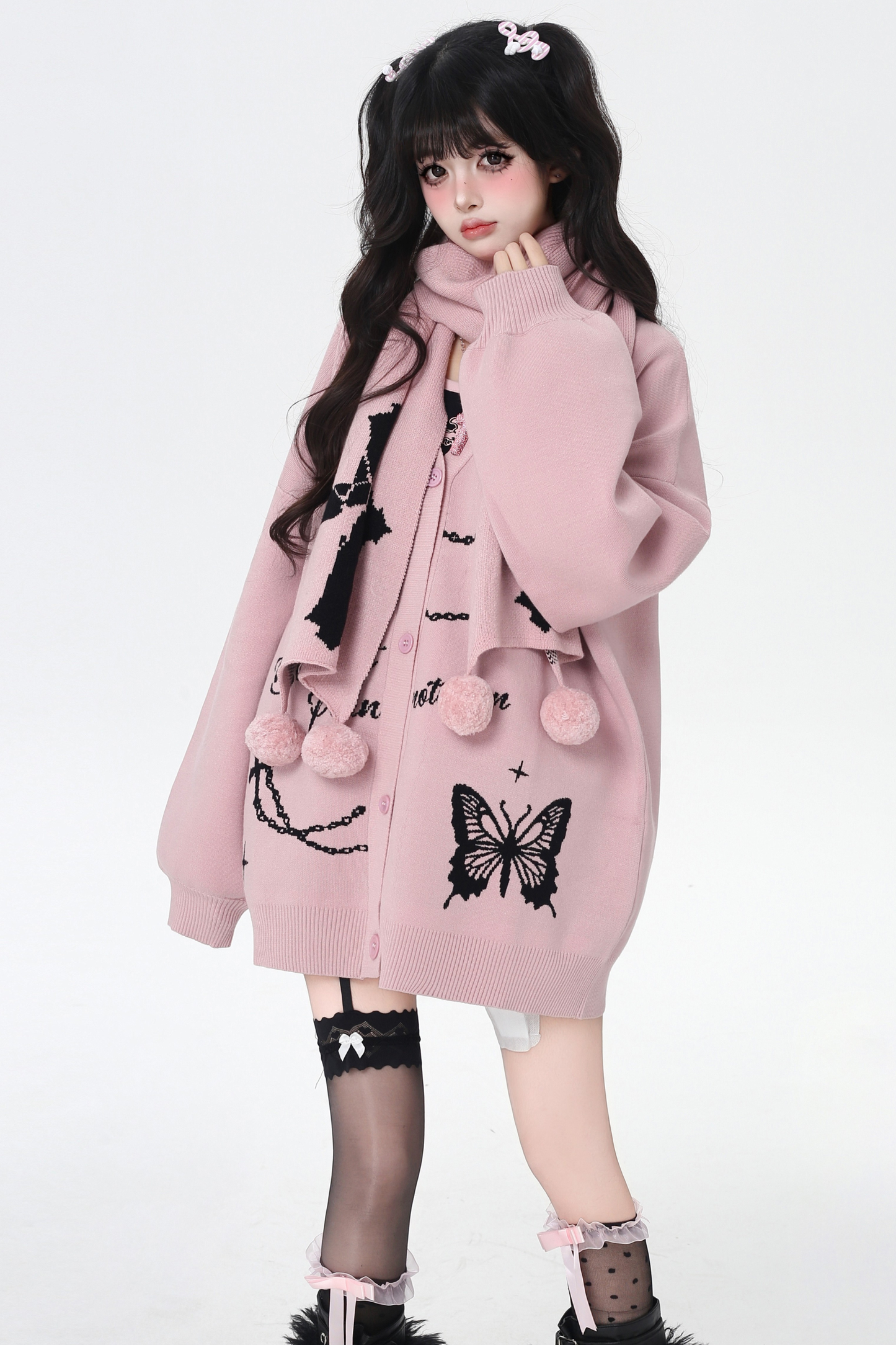 バタフライルーズデザインセーターカーディガン