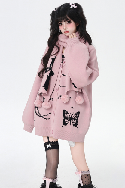 バタフライルーズデザインセーターカーディガン