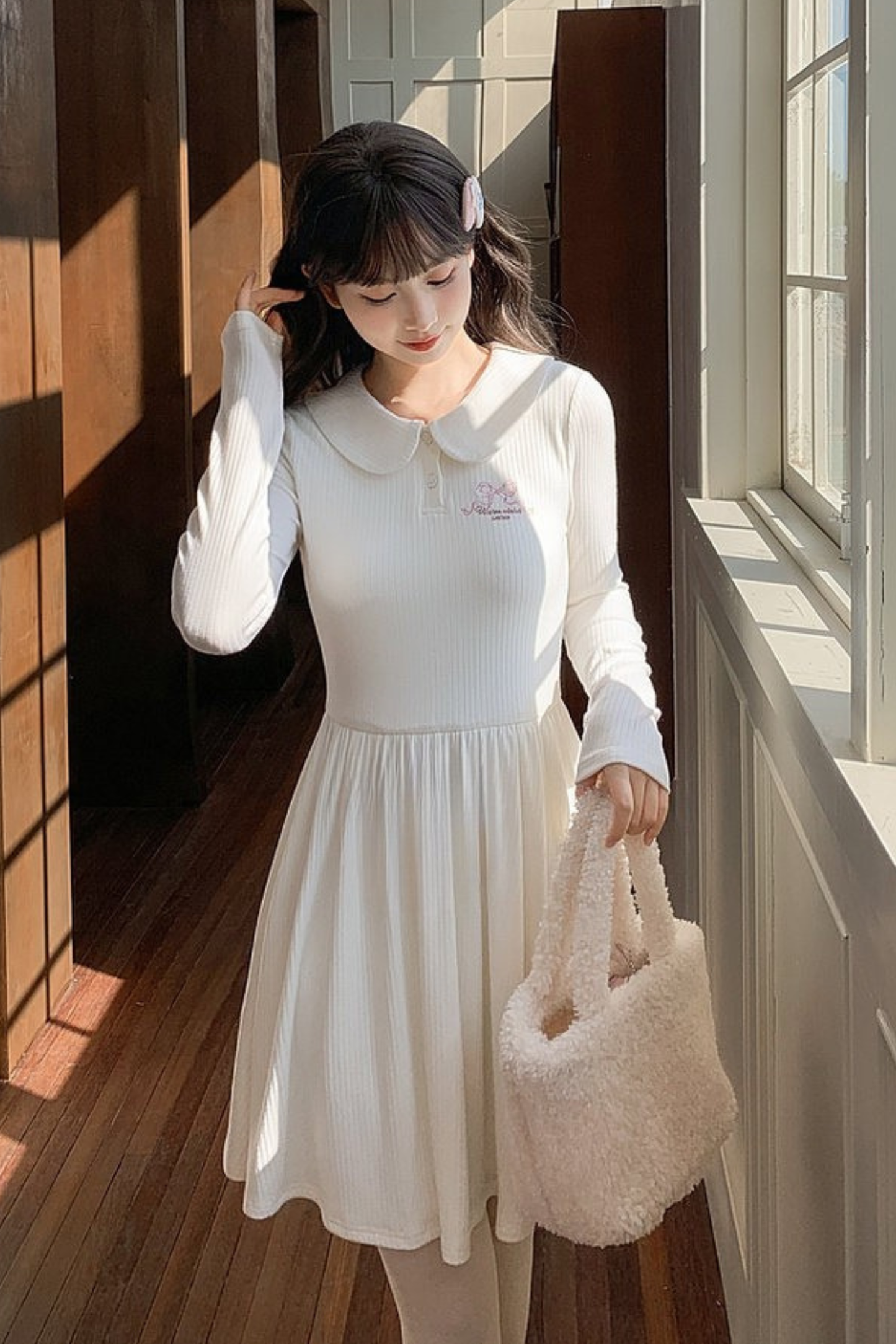 ミルクドールカラーフレンチニットドレス