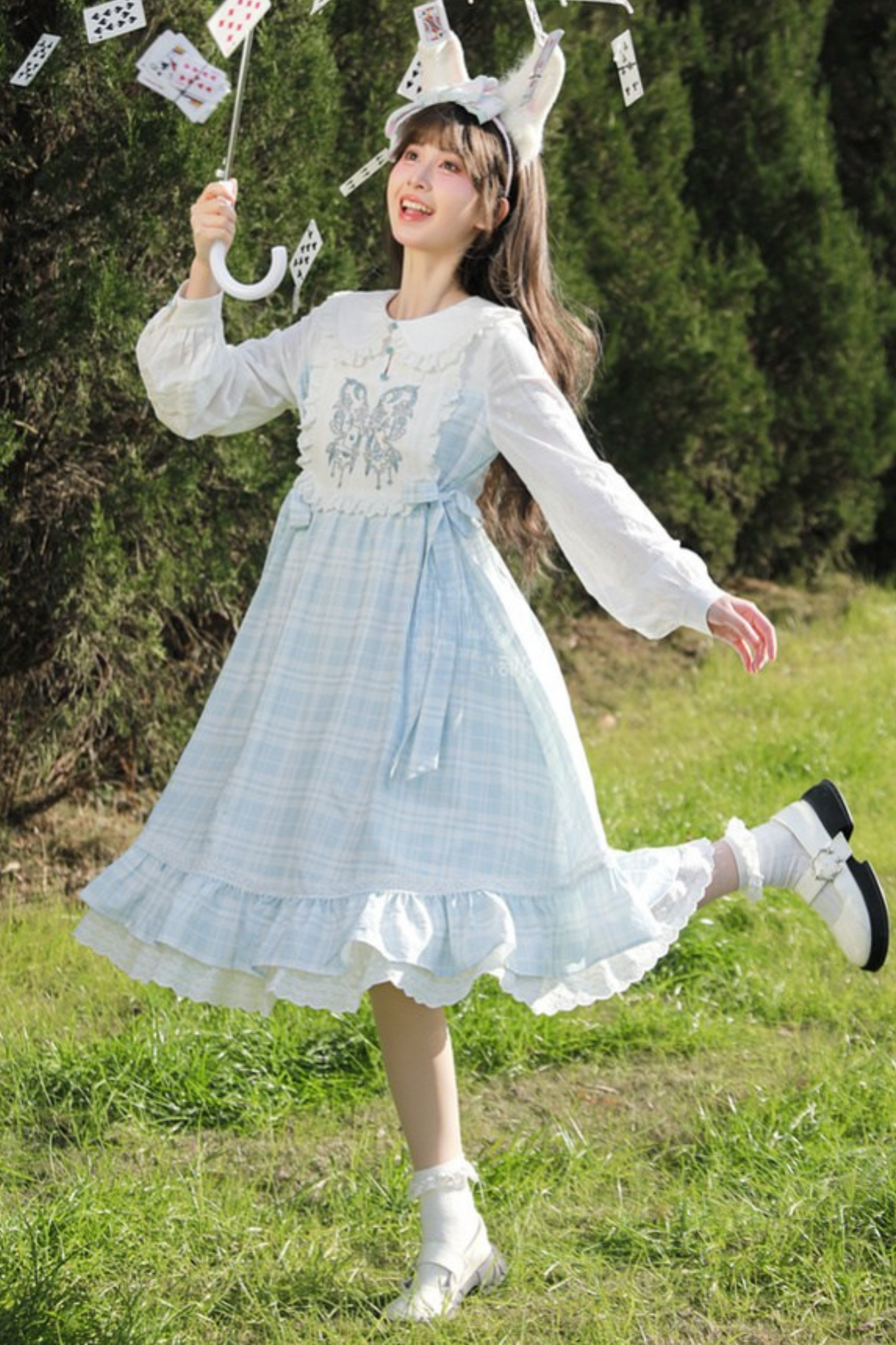 French Check Butterfly Dress