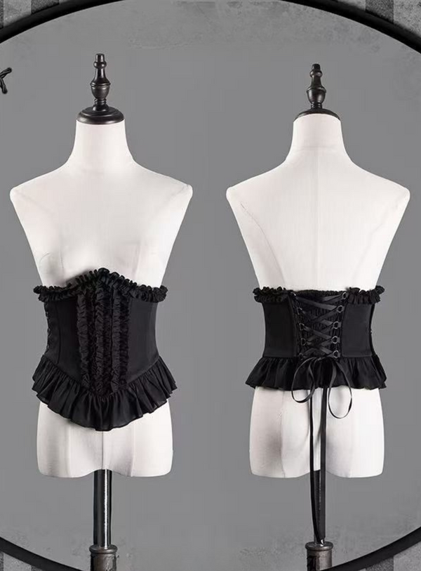 【予約商品】ダークストライプジスリーブシャツ＋コルセット＋スカート