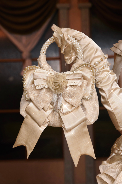 サテンリボンパールハンドバッグ